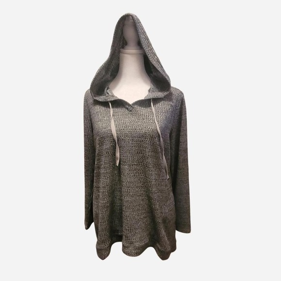 LOGO by Lori Goldstein Tops - LOGO Lounge by Lori Goldstein Grey Loop Hoodie